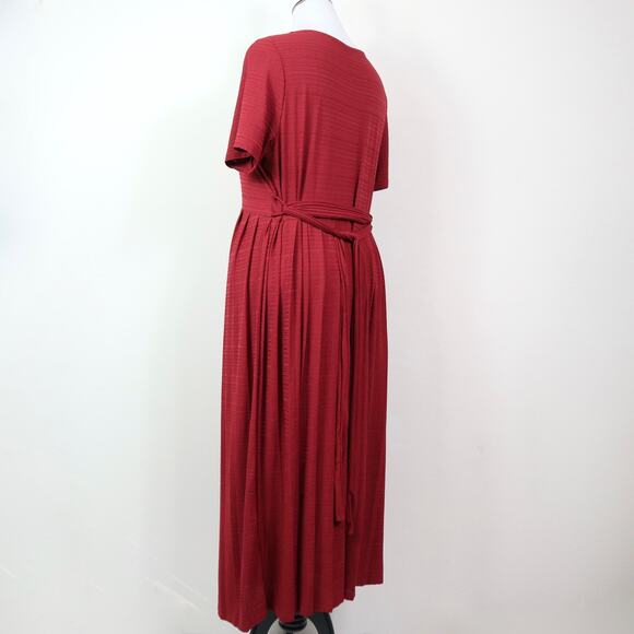 ASOS Size 14 Textured Button V-neck Dress MaxiTie Waist Rust Red - Picture 5 of 12